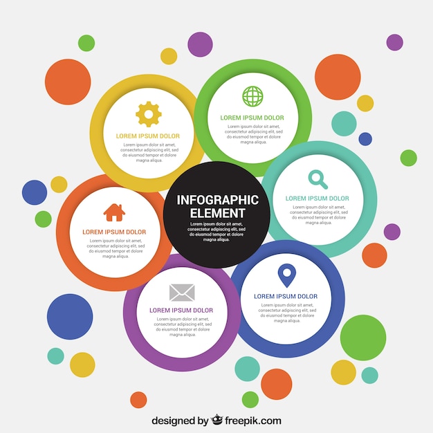 Set de coloridos elementos infográficos redondos
