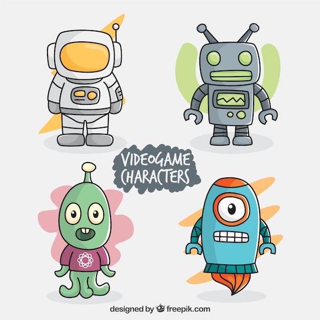 Set de coloridos personajes de videojuegos