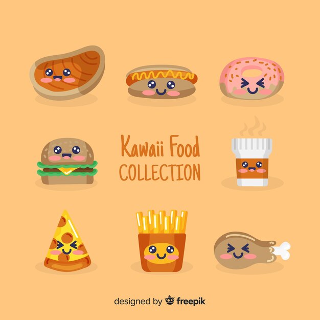 Set de comida en estilo kawaii