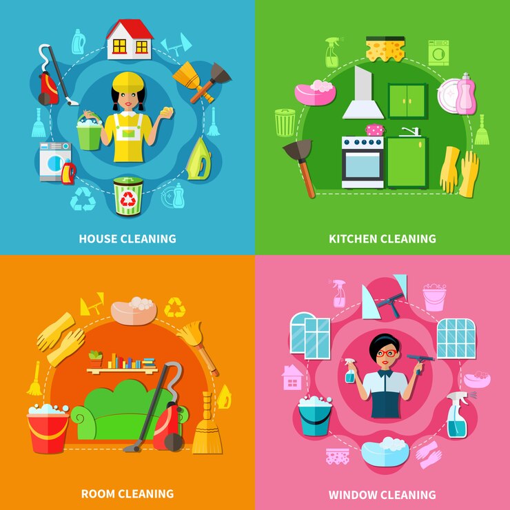 Vector gratuito set de composiciones de limpieza de cuadrados