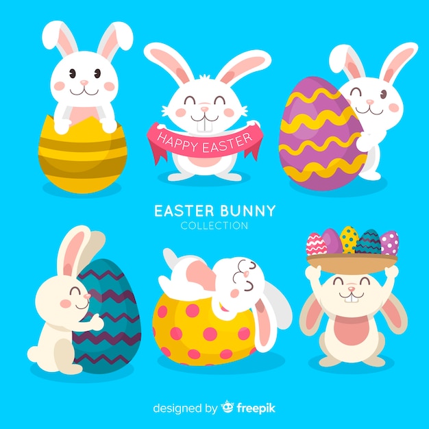 Vector gratuito set de conejitos de pascua