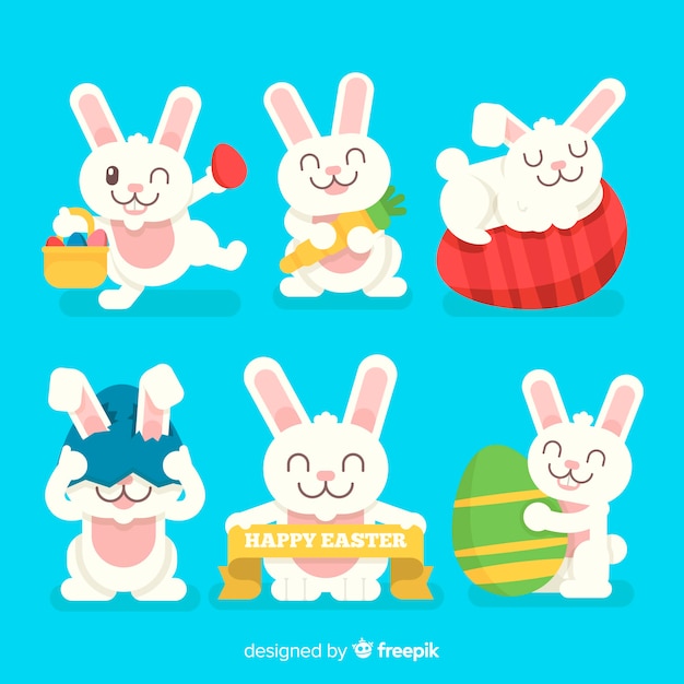 Vector gratuito set de conejitos de pascua