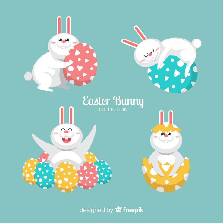 Vector gratuito set de conejitos de pascua