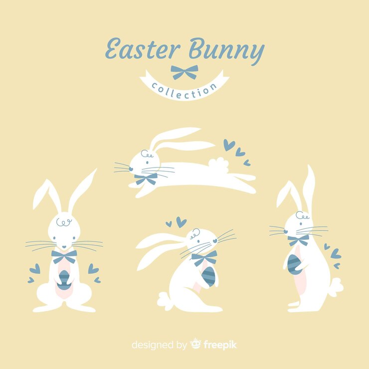 Vector gratuito set de conejitos de pascua