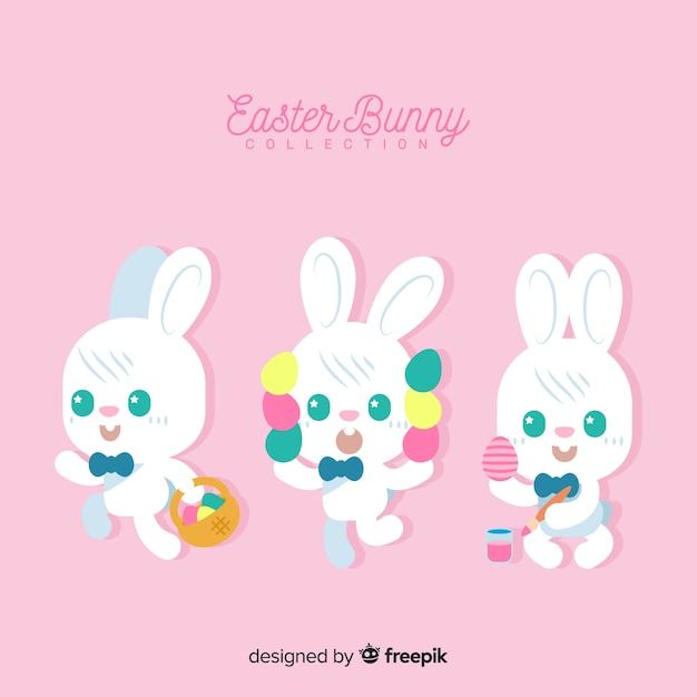 Vector gratuito set de conejitos de pascua