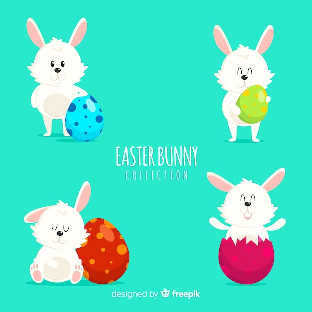 Vector gratuito set de conejitos de pascua