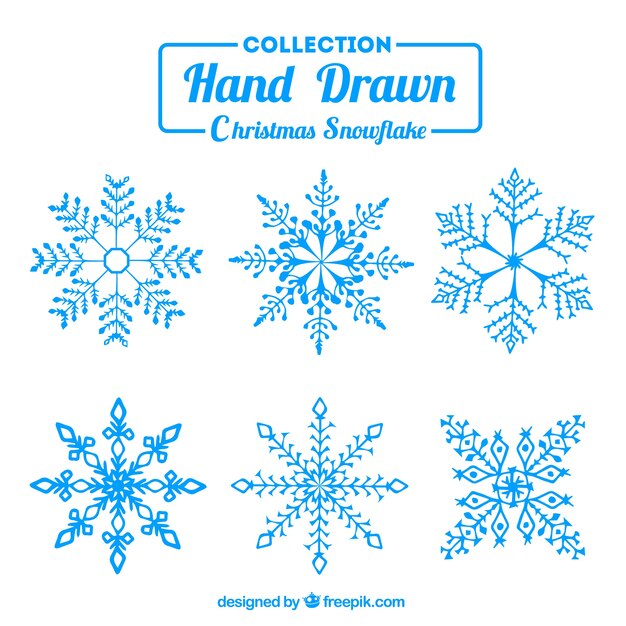 Set de copos de nieve en color azul 