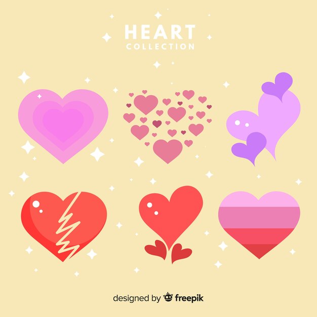 Set corazones dibujados a mano
