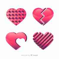 Vector gratuito set corazones planos