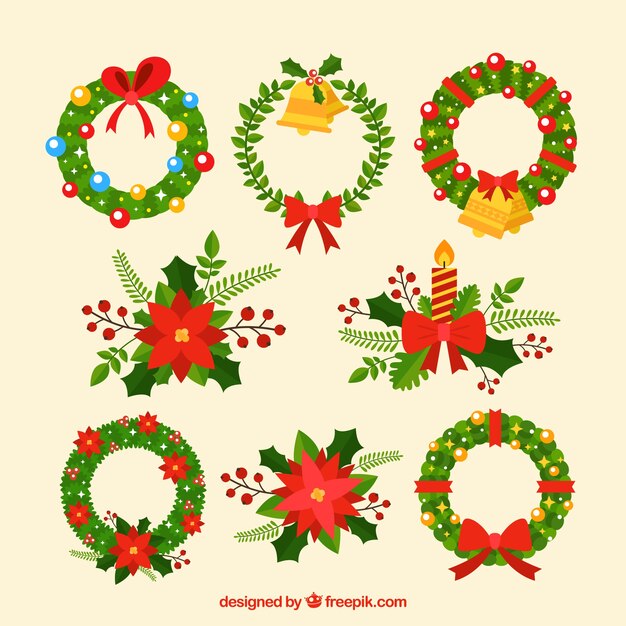 Set de coronas decorativas de navidad 
