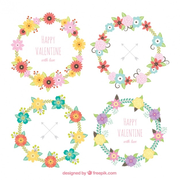Set de coronas florales con mensajes en estilo vintage