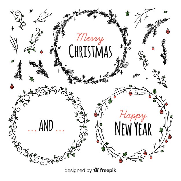 Set de coronas navideñas y de año nuevo