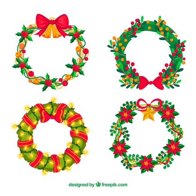 Set de coronas navideñas en estilo vintage 
