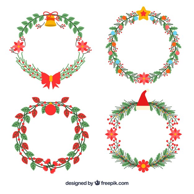Set de coronas navideñas florales