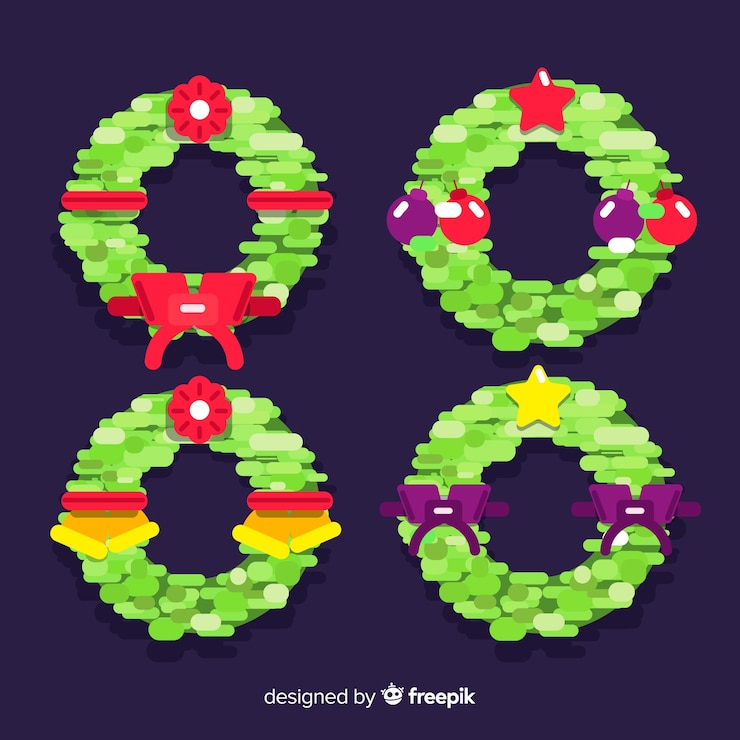 Vector gratuito set de coronas navideñas