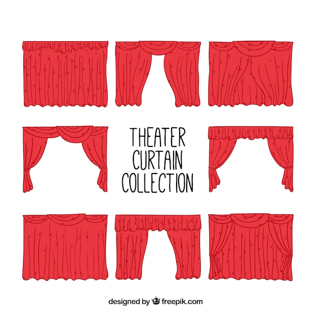 Set de cortinas de teatro dibujadas a mano 