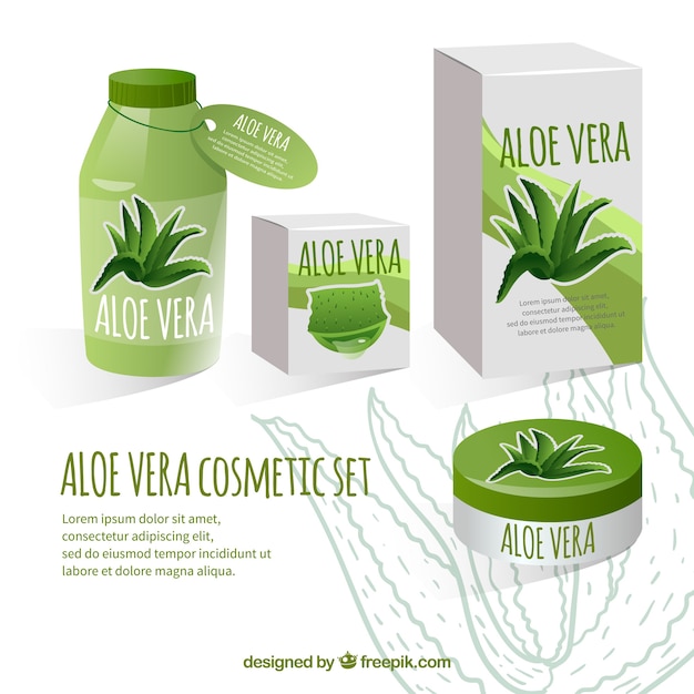 Vector gratuito set de cosméticos de aloe vera