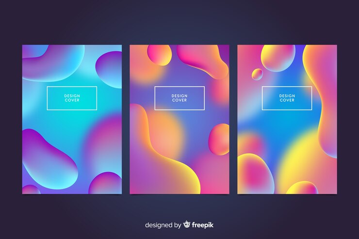 Vector gratuito set de cover colorido  de efecto líquido