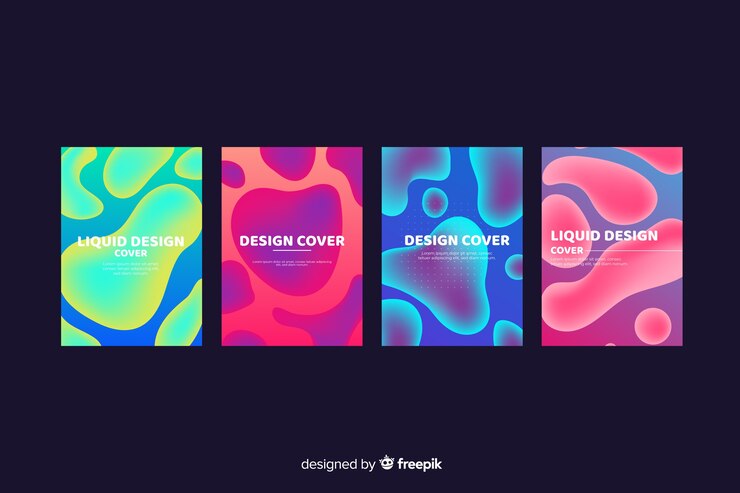 Vector gratuito set de cover colorido  de efecto líquido