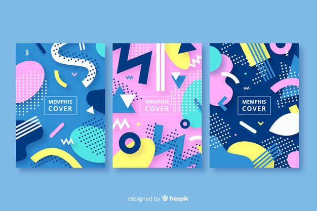 Set de covers abstractas de estilo memphis