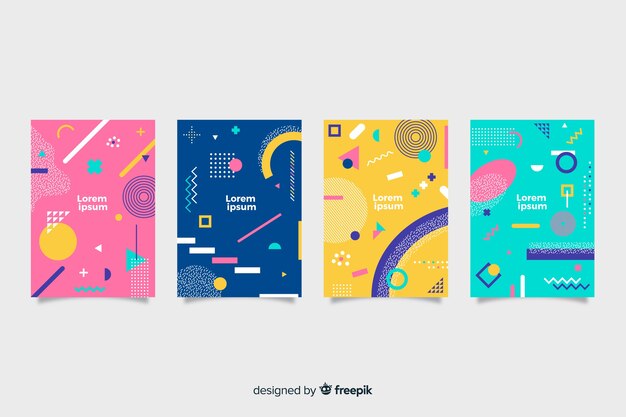 Set de covers abstractas de estilo memphis