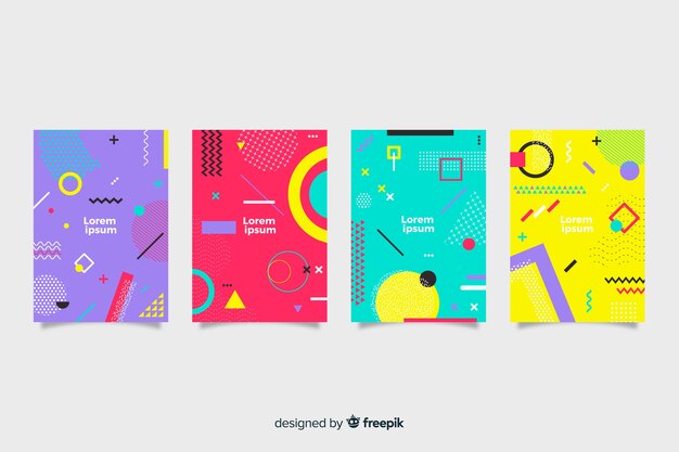 Set de covers abstractas de estilo memphis