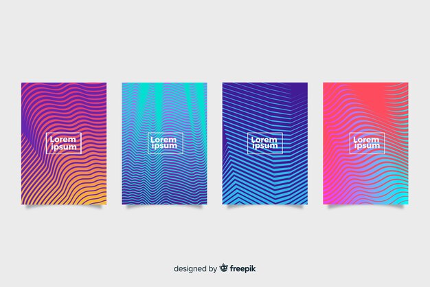Set de covers coloridas con líneas geométricas