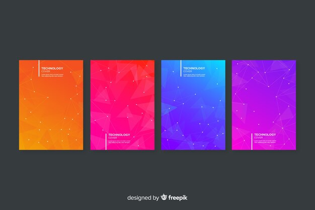 Set de covers coloridas de tecnología de estilo degradado