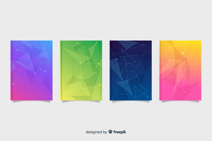 Vector gratuito set de covers coloridas de tecnología de estilo degradado