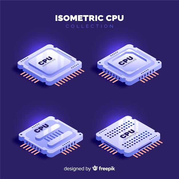 Vector gratuito set de cpus isométricos