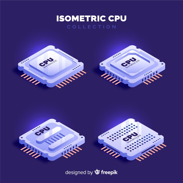 Vector gratuito set de cpus isométricos