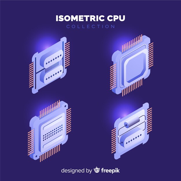 Set de cpus isométricos