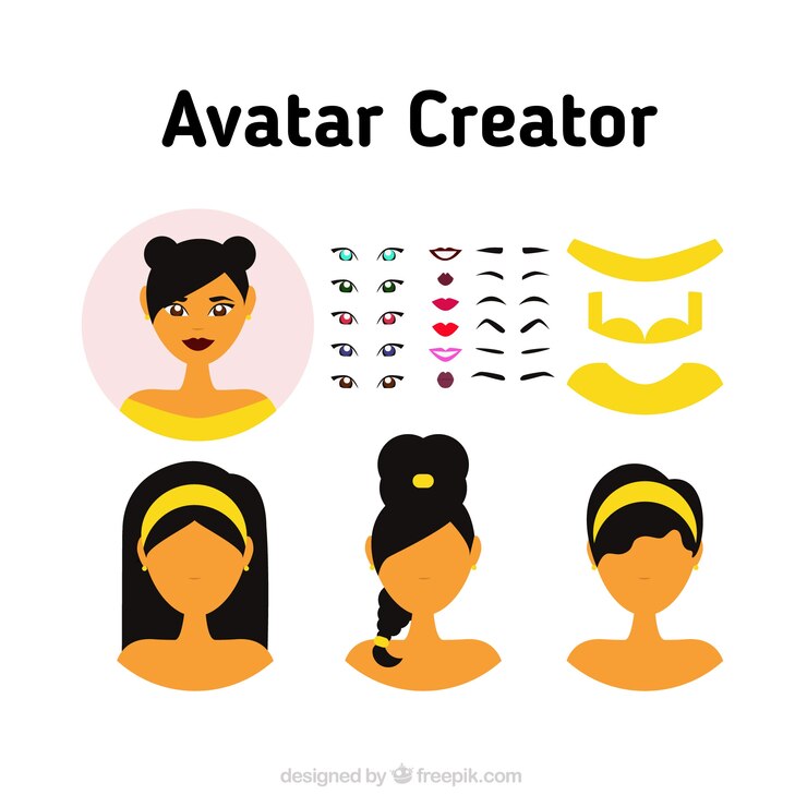 Vector gratuito set creador de avatares femeninos