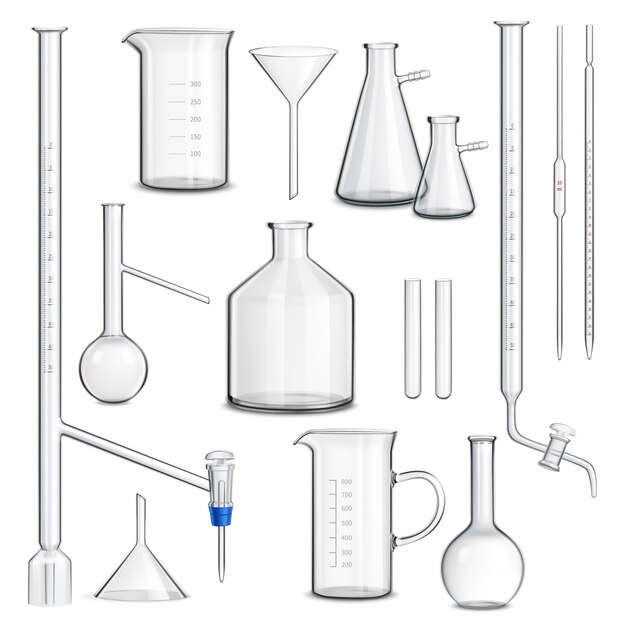 Set de cristalería de laboratorio