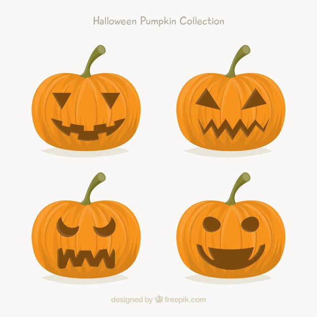 Set de cuatro calabazas de halloween 