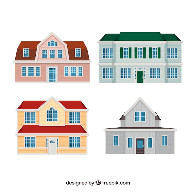 Set de cuatro casas lujosas