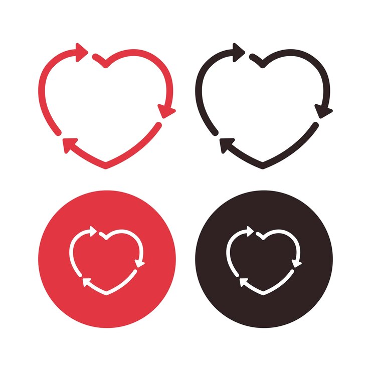 Vector gratuito set de cuatro flechas del ciclo del corazón