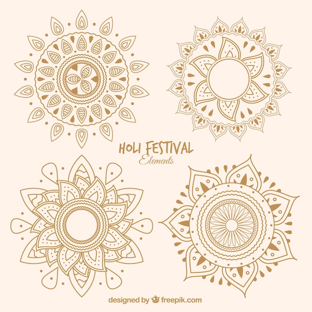 Vector gratuito set de cuatro mandalas dibujados a mano