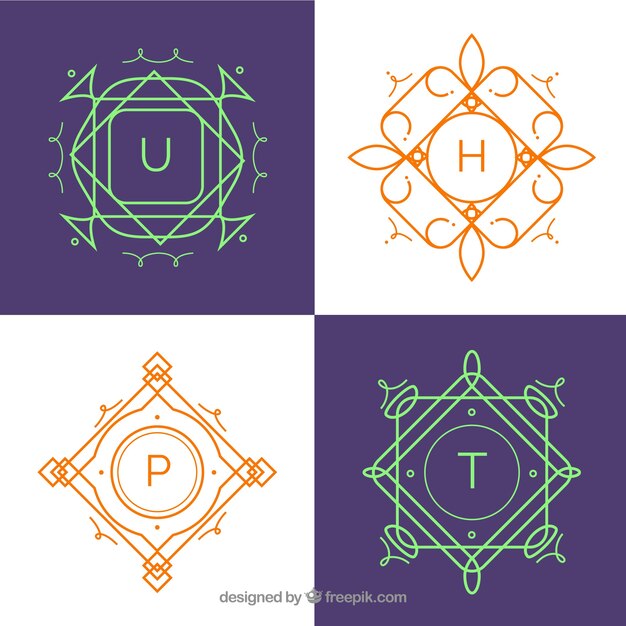 Set de cuatro monogramas elegantes 