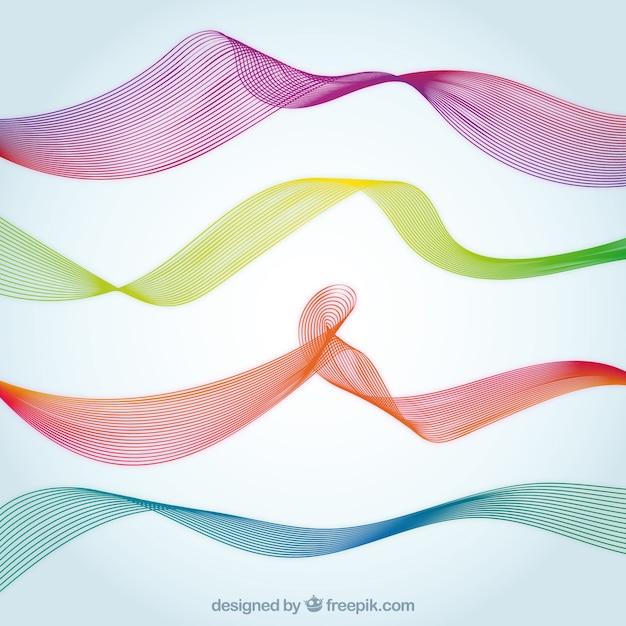 Vector gratuito set de cuatro ondas abstractas con diferentes colores