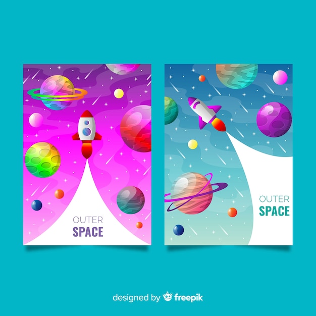 Vector gratuito set de cubiertas del espacio exterior