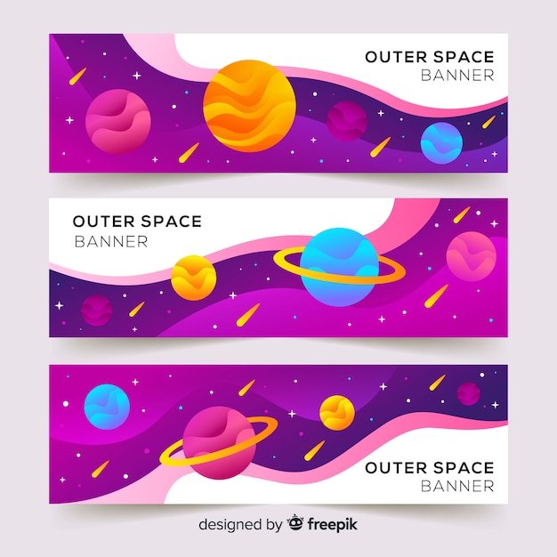 Vector gratuito set de cubiertas del espacio exterior