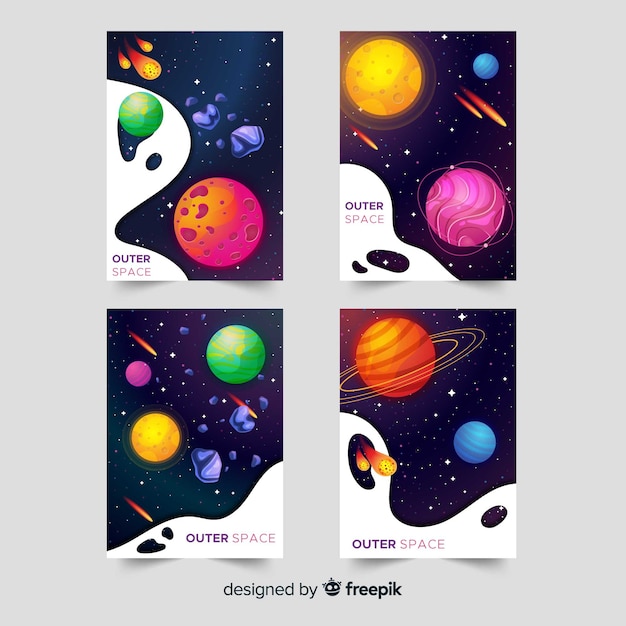 Vector gratuito set de cubiertas del espacio