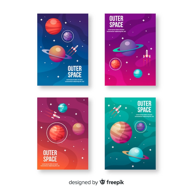 Vector gratuito set de cubiertas del espacio