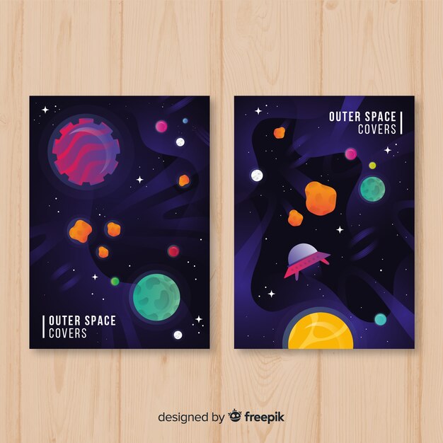 Set de cubiertas del espacio