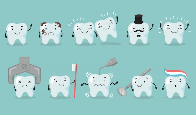 Vector gratuito set de cuidado de dientes