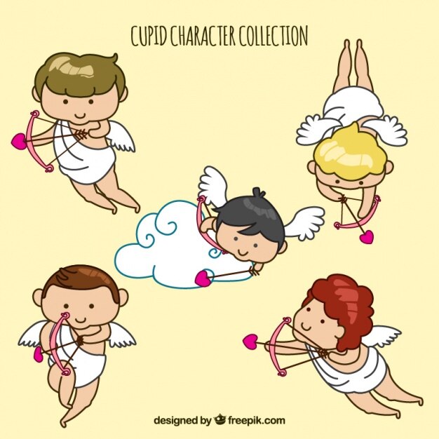 Vector gratuito set de cupidos dibujados a mano