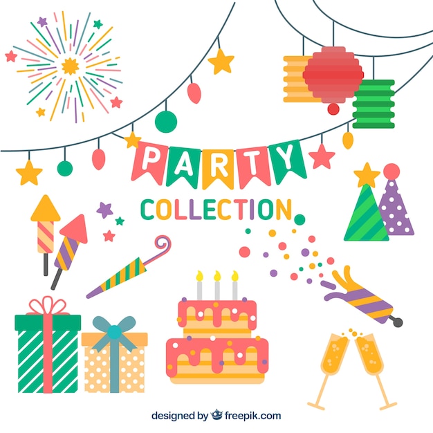 Set de decoración de cumpleaños en diseño plano