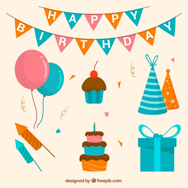 Set de decoración de cumpleaños y pasteles 