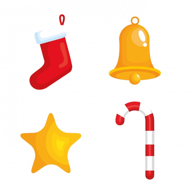 Set de decoracion navideña iconos Vector Premium 